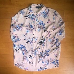 Barely Worn Primark (Size 8) Pink Floral Button Up Long Sleeves for Work/Formal